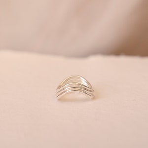 Sterling Silver Flow Ring Eco friendly Jewellery Curved Ring Curvy Silver Ring Stacking Ring Everyday Ethical Jewellery Minimal image 3