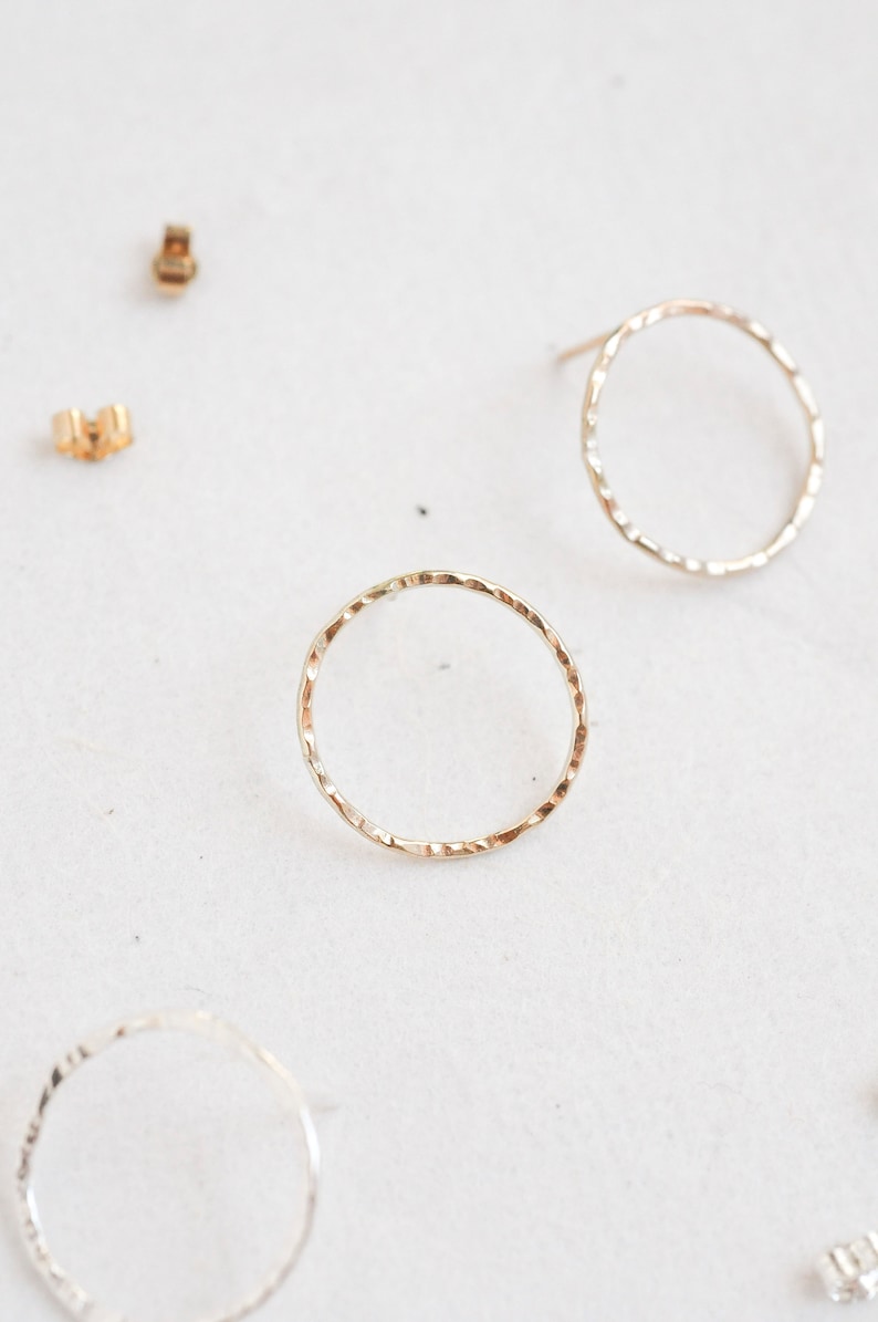 Circle Earrings Sterling Silver Earrings Geometric Etsy UK