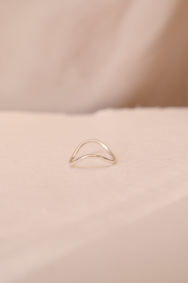 Sterling Silver Flow Ring Eco friendly Jewellery Curved Ring Curvy Silver Ring Stacking Ring Everyday Ethical Jewellery Minimal image 4