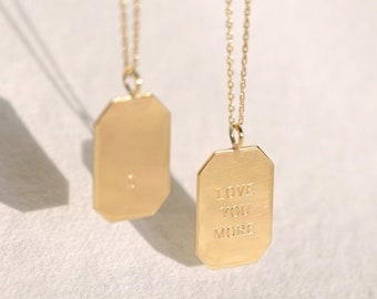 9ct Gold Engravable 'Love You More' Anhänger Halskette | Minimal personalisiertes Geschenk | Bedeutungsvolle Geschenkideen | Graviert eine persönliche Nachricht