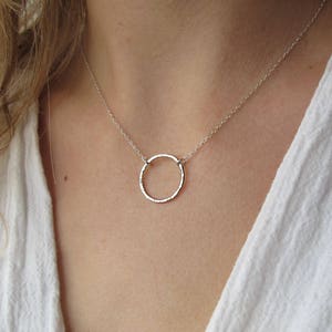 Hammered Circle Pendant Necklace 45cm Circle Necklace Textured Jewellery Eternity Necklace Negative Space Jewellery Eco Friendly image 2