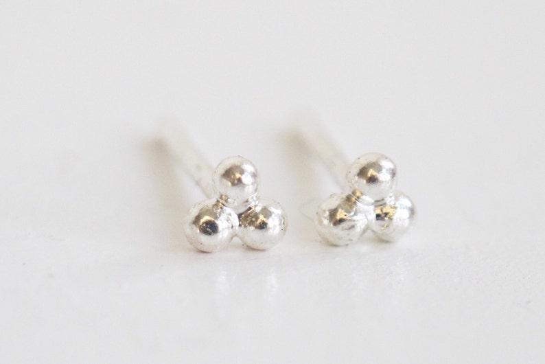 Ball Studs Delicate Small Sterling Silver Ball Stud Earrings Helix Piercing Unusual Stud Earrings Cartilage piercing image 4