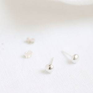 Sterling Silver ball studs Sterling silver pebble studs Small sterling silver stud earrings Simple Stud Earrings Ball Studs image 5