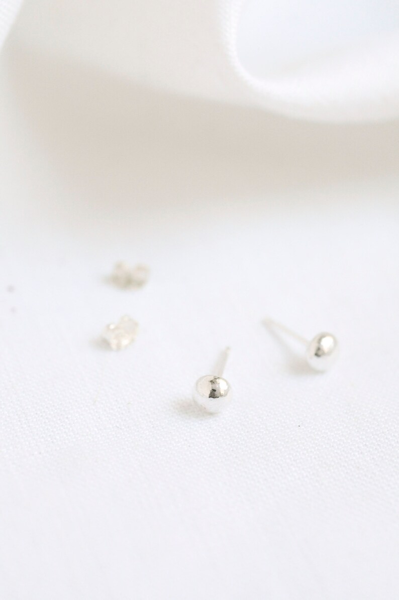 Sterling Silver ball studs Sterling silver pebble studs Small sterling silver stud earrings Simple Stud Earrings Ball Studs image 5