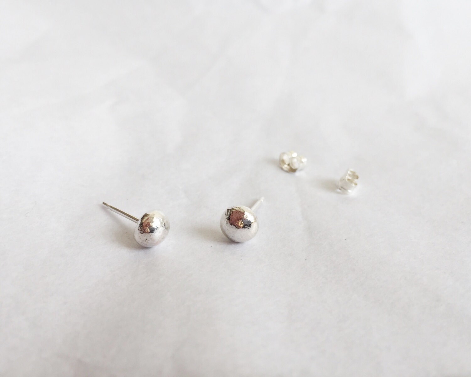 Sterling Silver Ball Studs Sterling Silver Pebble Studs - Etsy