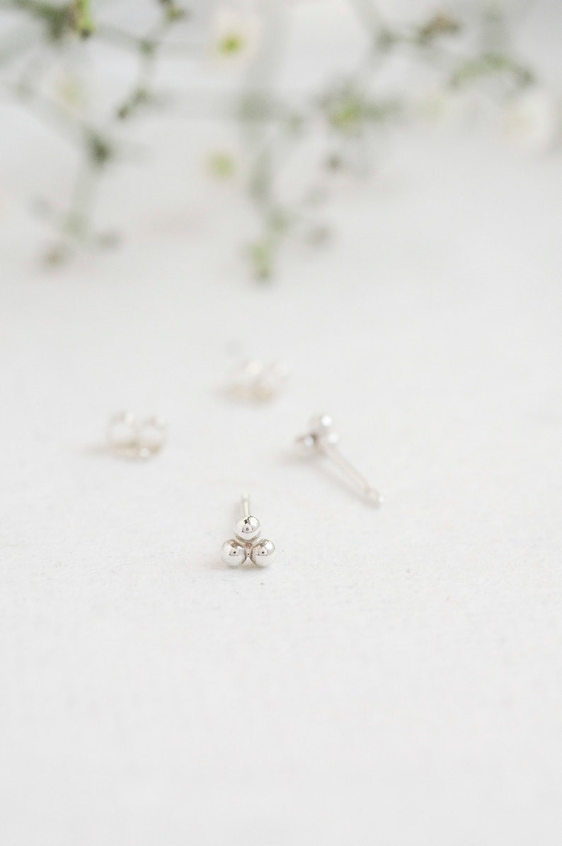 Ball Studs Delicate Small Sterling Silver Ball Stud Earrings Helix Piercing Unusual Stud Earrings Cartilage piercing image 5