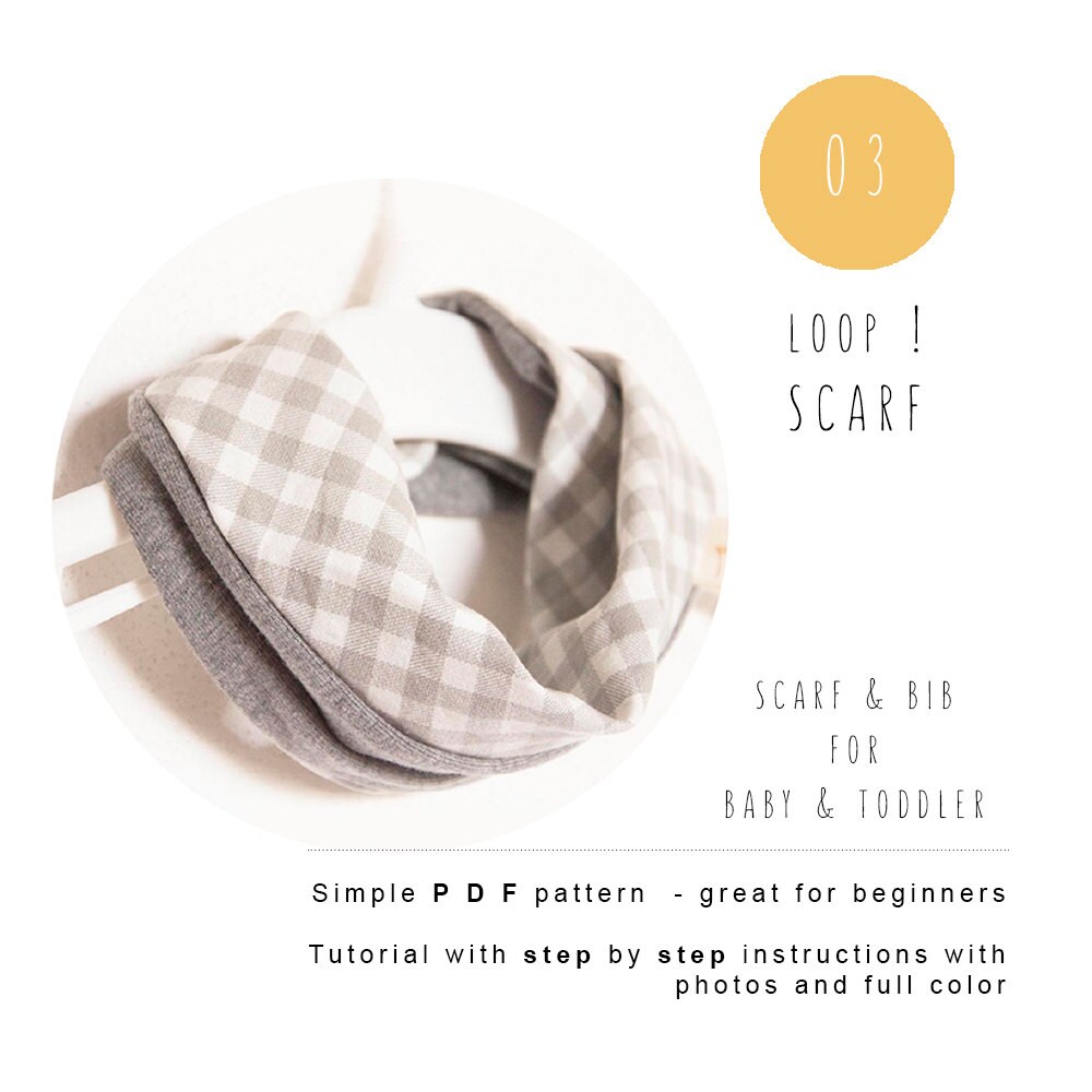 Baby scarf Bib PDF sewing pattern. Infinity scarf. LOOP Scarf. Etsy