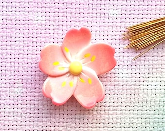 Cherry Blossom Resin Needle Minder, Japan, Cross Stitch, Magnet