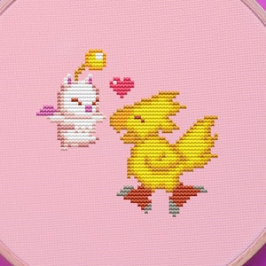 Chocobo Cross Stitch Pattern, Final Fantasy Cross Stitch, Moogle Cross Stitch, Kawaii Cross Stitch, Anime Cross Stitch, Counted, Kreuzstich