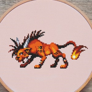 Final Fantasy Cross Stitch Pattern, RedXIII Cross Stitch, Game Cross Stitch, Anime Cross Stitch, Counted Cross Stitch, Kreuzstich, Cute, DMC