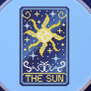 Tarot Cross Stitch Pattern, The Sun Cross Stitch, Witch Cross Stitch, Witchy Cross Stitch, Witchcraft Cross Stitch, Gothic Cross Stitch, PDF