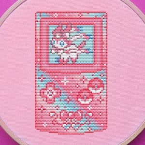 Sylveon Game Boy Cross Stitch Pattern, Console Cross Stitch, Galaxy Cross Stitch, Game Cross Stitch, Anime Cross Stitch, Counted. PDF, DMC