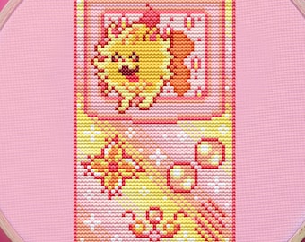 Pombon Game Boy Cross Stitch Pattern, Dog, Pastel, Gaming, Pixel, (PDF)
