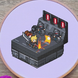Modèle de point de croix Final Fantasy, diorama au point de croix, jeu de point de croix, anime point de croix, gaming point de croix, Kawaii, compté, PDF