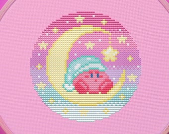 Kirby Cross Stitch Pattern, Moon Cross Stitch, Game Cross Stitch, Gaming Cross Stitch, Pastell Cross Stitch, Anime Cross Stitch, Kawaii