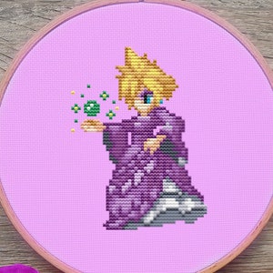 Final Fantasy Cross Stitch Pattern, Cloud Cross Stitch, Game Cross Stitch, Anime Cross Stitch, Kreuzstich, Counted Cross Stitch, Kawaii, DMC