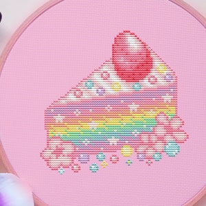 Rainbow Cake Cross Stitch Pattern, Japan Cross Stitch, Kawaii Cross Stitch, Food Cross Stitch, Anime Cross Stitch, Cute Cross Stitch, PDF