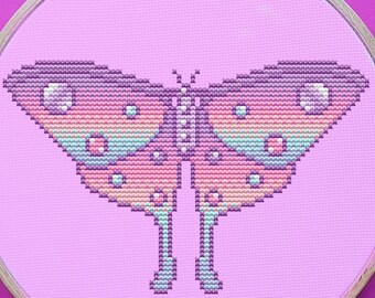 Moth Cross Stitch Pattern, Witchy, Pastel, Gothic, (PDF)