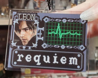 Resident Evil Requiem Keychain, Leon Kennedy, Acrylic, Gaming, Bag Charm