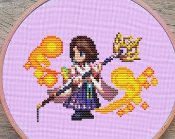 Final Fantasy Cross Stitch Pattern, Yuna Cross Stitch, Game Cross Stitch, Anime Cross Stitch, Kreuzstich, Cross Stitch PDF, Cute, Kawaii
