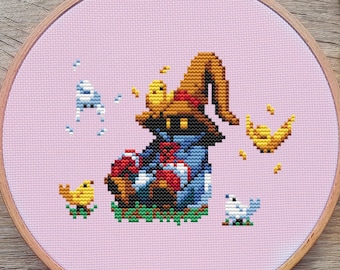 Final Fantasy Cross Stitch Pattern, Vivi Cross Stitch, Game Cross Stitch, Anime Cross Stitch, Kawaii Cross Stitch, Counted Cross Stitch, PDF