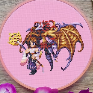 Final Fantasy Cross Stitch Pattern, Yuna Cross Stitch, Game Cross Stitch, Anime Cross Stitch, Kreuzstich, Cross Stitch PDF, Cute, Kawaii
