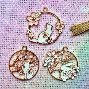 Jeu d'aiguilles de rappel fleurs de cerisier, rappel d'aiguille du Japon, rappel d'aiguille émail, rappel d'aiguille de chat, rappel d'aiguille de lapin, anime