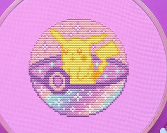 Galaxy Pokeball Cross Stitch Pattern, Pastel Cross Stitch, Pixel Cross Stitch, Game Cross Stitch, Galaxy Cross Stitch, Counted, DMC, PDF