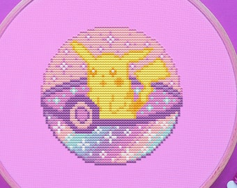 Galaxy Pokeball Cross Stitch Pattern, Pastel Cross Stitch, Pikachu Cross Stitch, Game Cross Stitch, Galaxy Cross Stitch, Counted, DMC, PDF