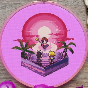 Final Fantasy Cross Stitch Pattern, Game Cross Stitch, Anime Cross Stitch, Yuna Cross Stitch, Tidus Cross Stitch, Kawaii Cross Stitch, PDF
