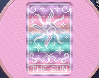 Tarot Cross Stitch Pattern, The Sun, Pastel, (PDF)