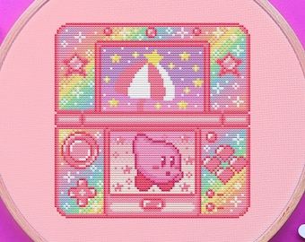 Kirby Cross Stitch Pattern, Pastel, Pixel, Game, (PDF)
