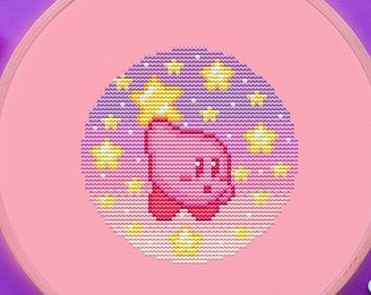 Kirby Cross Stitch Pattern, Pastel Cross Stitch, Game Cross Stitch, Gaming Cross Stitch, Pixel Cross Stitch, Anime Cross Stitch, Kawaii