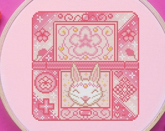 3DS Cross Stitch Pattern, Cherry Blossom, Japan, Gaming, Pixel, (PDF)