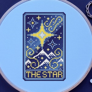 Tarot Cross Stitch Pattern, The Star Cross Stitch, Witch Cross Stitch, Witchy Cross Stitch, Kawaii Cross Stitch, Counted Cross Stitch, PDF