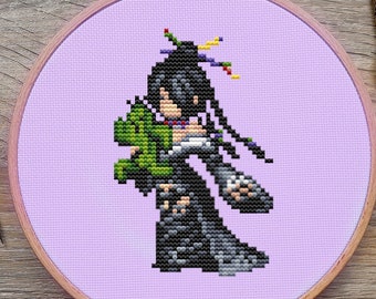 Patrón de punto de cruz de Final Fantasy, Punto de cruz de Lulu, Punto de cruz de videojuegos, Punto de cruz de anime, Punto de cruz de videojuegos, PDF de punto de cruz contado