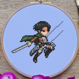 Anime Cross Stitch Pattern, Levi Cross Stitch Pattern, Manga Cross Stitch, Pixel Cross Stitch, Cute Cross Stitch, Kawaii Cross Stitch PDF