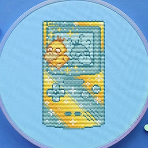 Psyduck Game Boy Cross Stitch Pattern, Console Cross Stitch, Galaxy Cross Stitch, Game Cross Stitch, Anime Cross Stitch, Counted. PDF, DMC