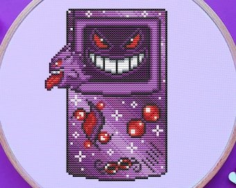 Gengar Game Boy Cross Stitch Pattern, Halloween Cross Stitch, Galaxy Cross Stitch, Game Cross Stitch, Anime Cross Stitch, Counted. PDF, DMC