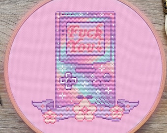 Galaxy Gameboy Cross Stitch Pattern, Pastell Cross Stitch, Game Cross Stitch, Retro Cross Stitch, Kawaii Cross Stitch, Counted Cross Stitch