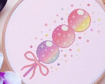 Mochi Cross Stitch Pattern, Japan, Pastel, Pixel, (PDF)