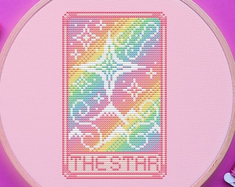 Tarot Cross Stitch Pattern, The Star, Pastel, (PDF)