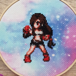 Final Fantasy Cross Stitch Pattern, Tifa Cross Stitch, Anime Cross Stitch, Game Cross Stitch, Counted Cross Stitch, Cute, Kawaii, Kreuzstich