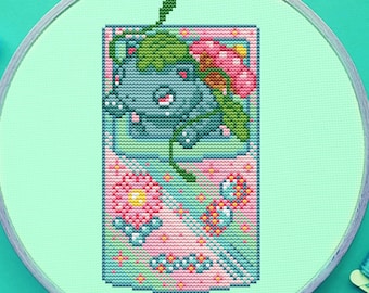 Venusaur Game Boy Cross Stitch Pattern, Retro, Gaming, Pixel, (PDF)