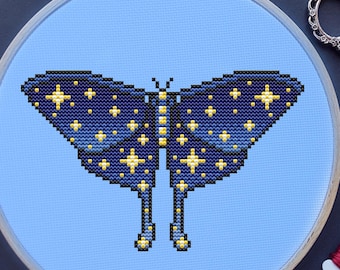 Moth Cross Stitch Pattern, Witchy, Galaxy, Gothic, (PDF)