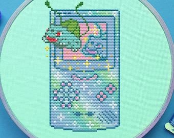 Bulbasaur Game Boy Cross Stitch Pattern, Console Cross Stitch, Galaxy Cross Stitch, Game Cross Stitch, Anime Cross Stitch, Counted. PDF, DMC