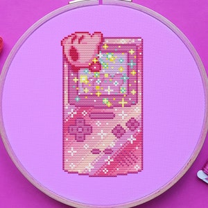 Kirby Cross Stitch Pattern, Gameboy Cross Stitch, Galaxy Cross Stitch, Pastel Cross Stitch, Game Cross Stitch, Kawaii Cross Stitch, PDF, DMC