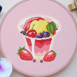 Ice Cream Cross Stitch Pattern, Food Cross Stitch, Sweets Cross Stitch, Anime Cross Stitch, Kawaii Cross Stitch, Pixel Cross Stitch, PDF