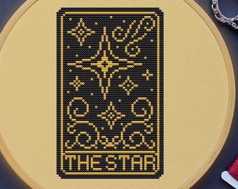 Tarot Cross Stitch Pattern, The Star, Gothic, (PDF)