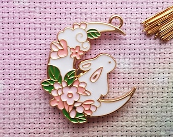 Bunny Enamel Needle Minder, Moon, Cross Stitch, Magnet